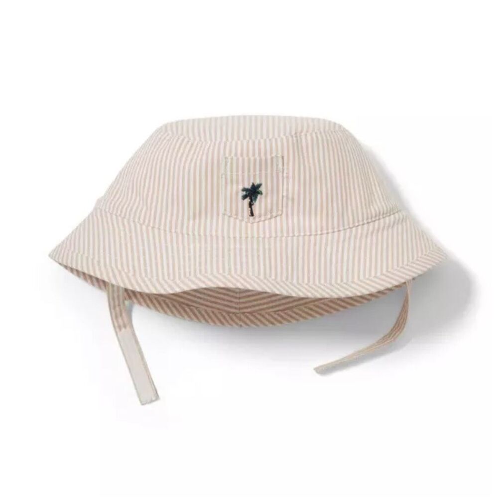 Janie and Jack Baby Striped Palm Bucket Hat in Snickerdoodle Stripe Size 0-3 Mon